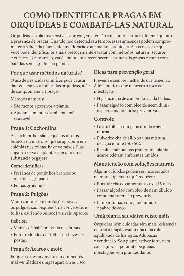 Como Identificar Pragas em Orquídeas e Combatê-las Naturalmente