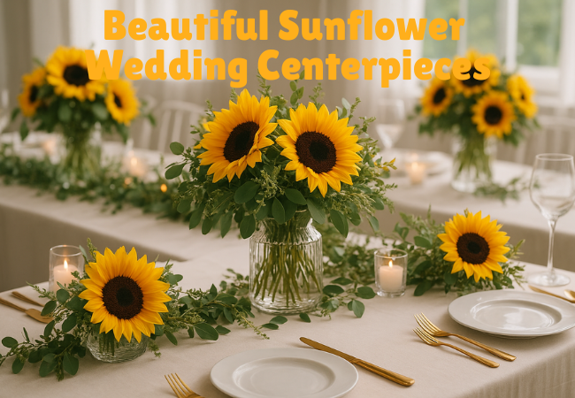Elegant and Beautiful Sunflower Wedding Centerpieces